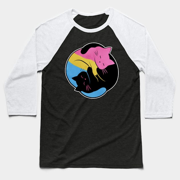 Pansexual Eternal Yin Yang Cat Baseball T-Shirt by Psitta